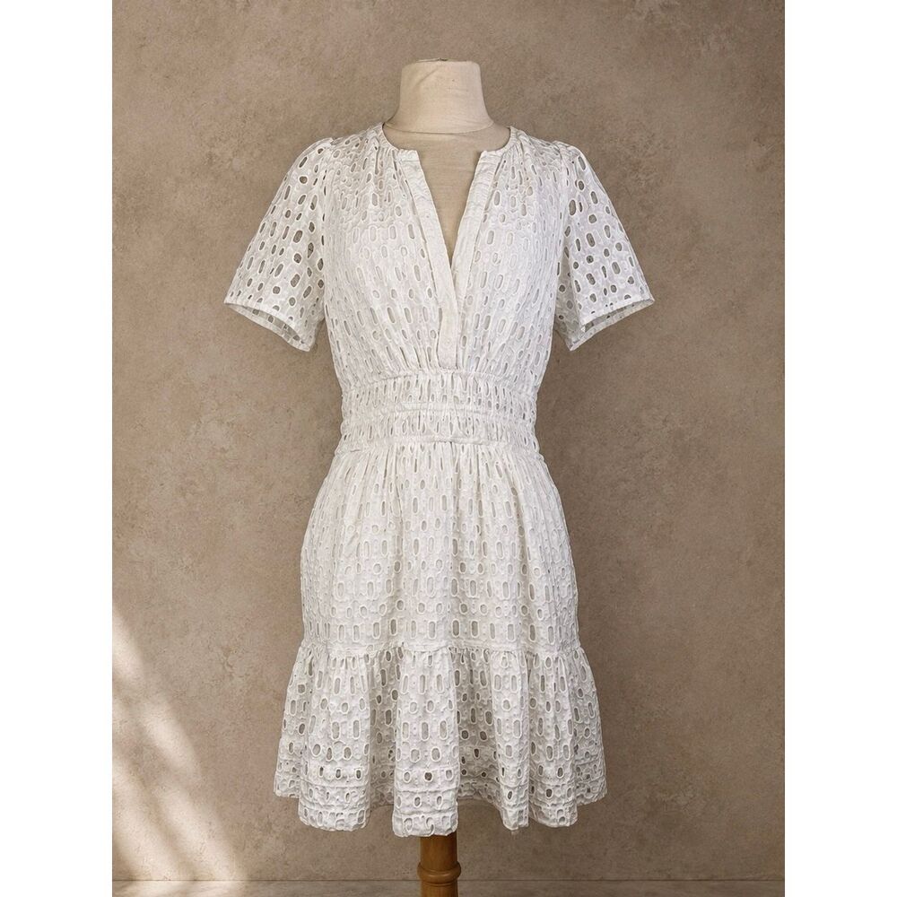 Anthropologie Sz M Somerset Eyelet Mini Dress White